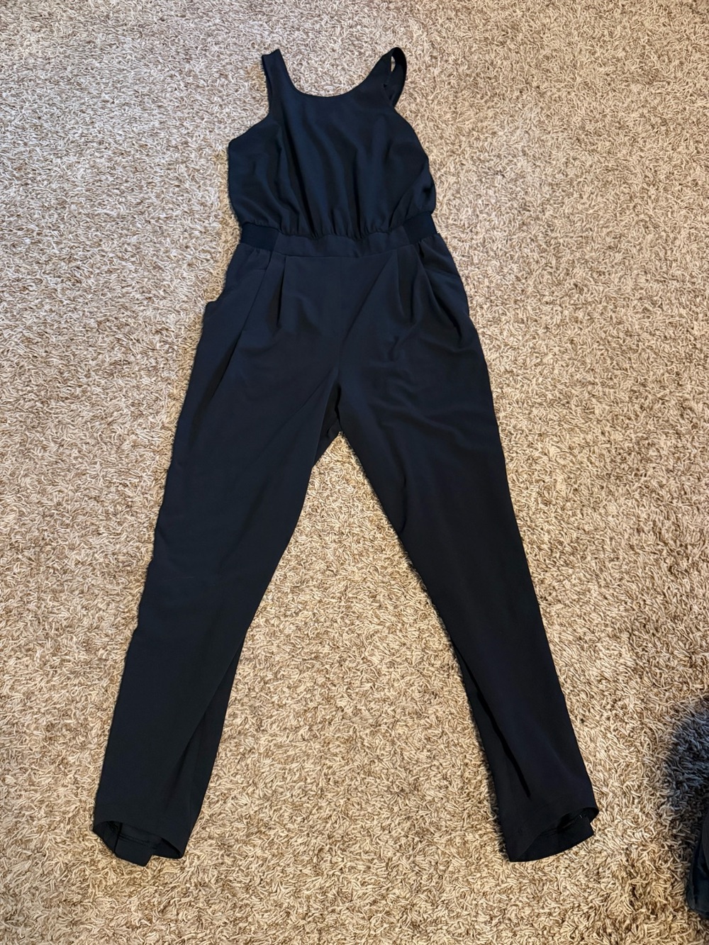 all in motion Black Sleeveless Elastic-Waist Jumpsuit